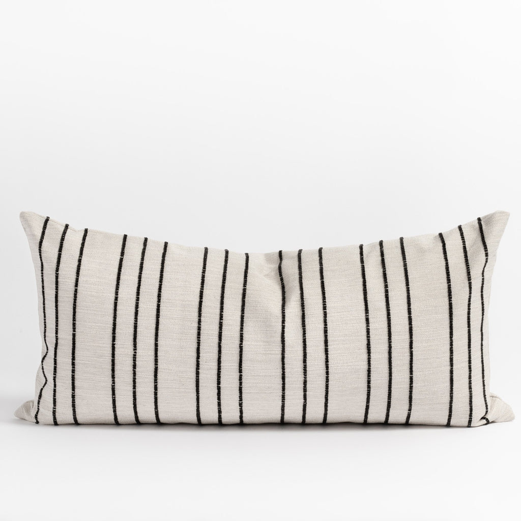Spar Stripe Lumbar Pillow, a cream and black vertical stripe lumbar pillow from Tonic Living
