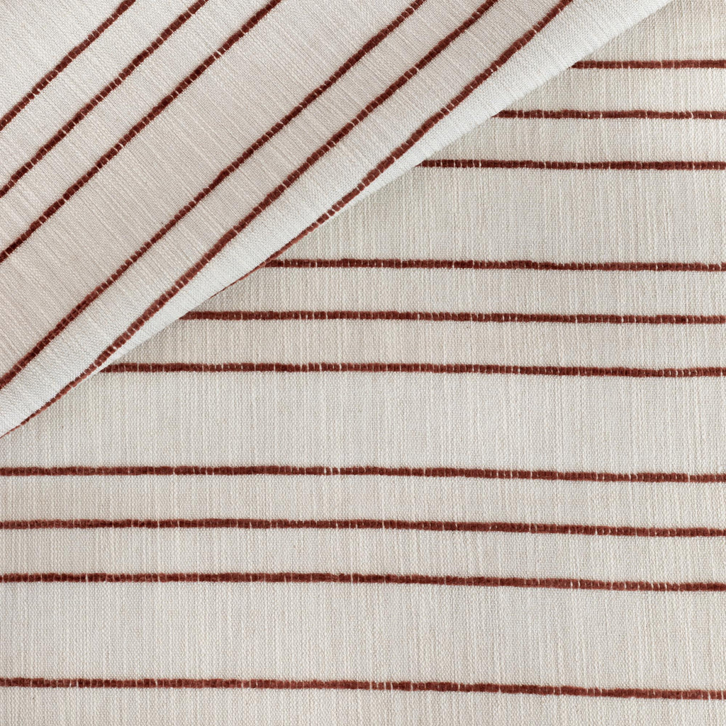 Spar Stripe Fabric, Russet : a beige with rusty red horizontal stripe home decor fabric from Tonic Living