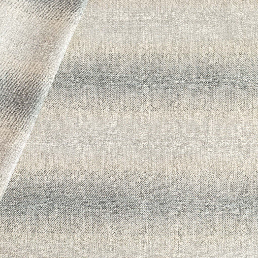 a denim blue and sandy gray wide ombre stripe upholstery fabric