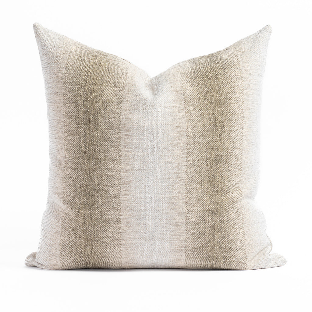Tahoe 22x22 Pillow Moss, a mossy green and oatmeal ombré stripe Tonic Living throw pillow