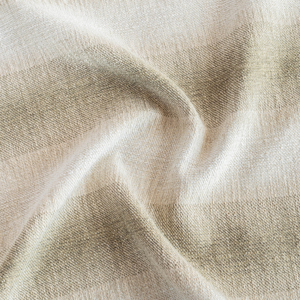 Tahoe Moss, a moss green and oatmeal cream wide ombre stripe upholstery fabric from Tonic Living 