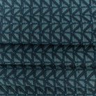 Torello Aegean, a teal blue geometric zig zag embroidered pattern fabric : view 2