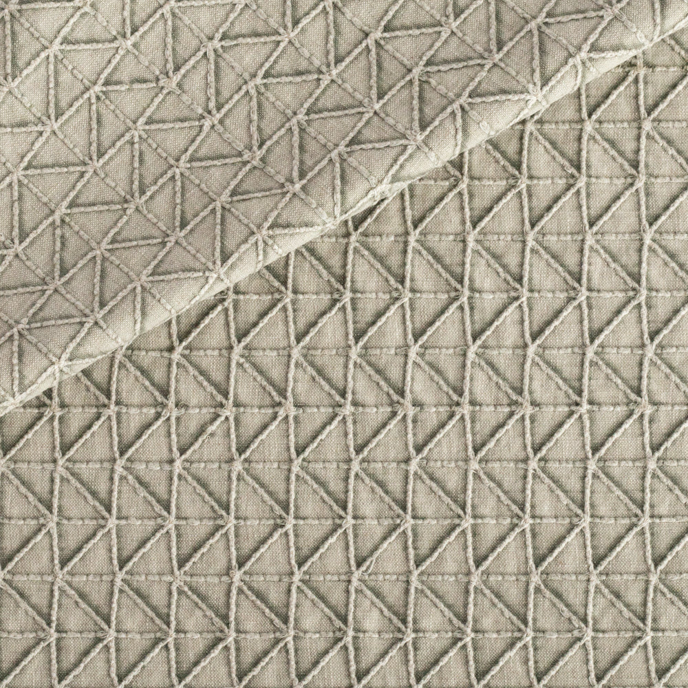 Torello Faded Khaki grey geometric embroidered home decor fabric from Tonic Living 