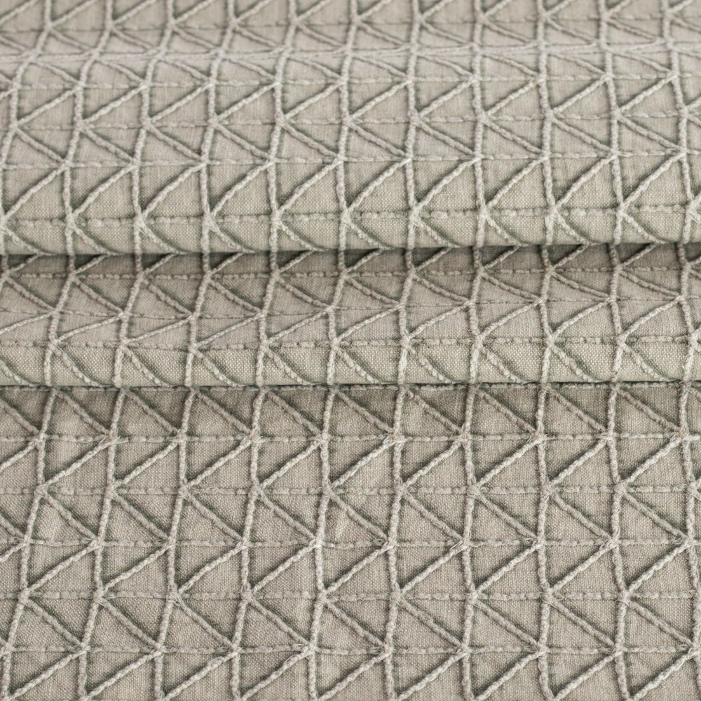Torello Faded Khaki grey geometric embroidered home decor fabric : view 5