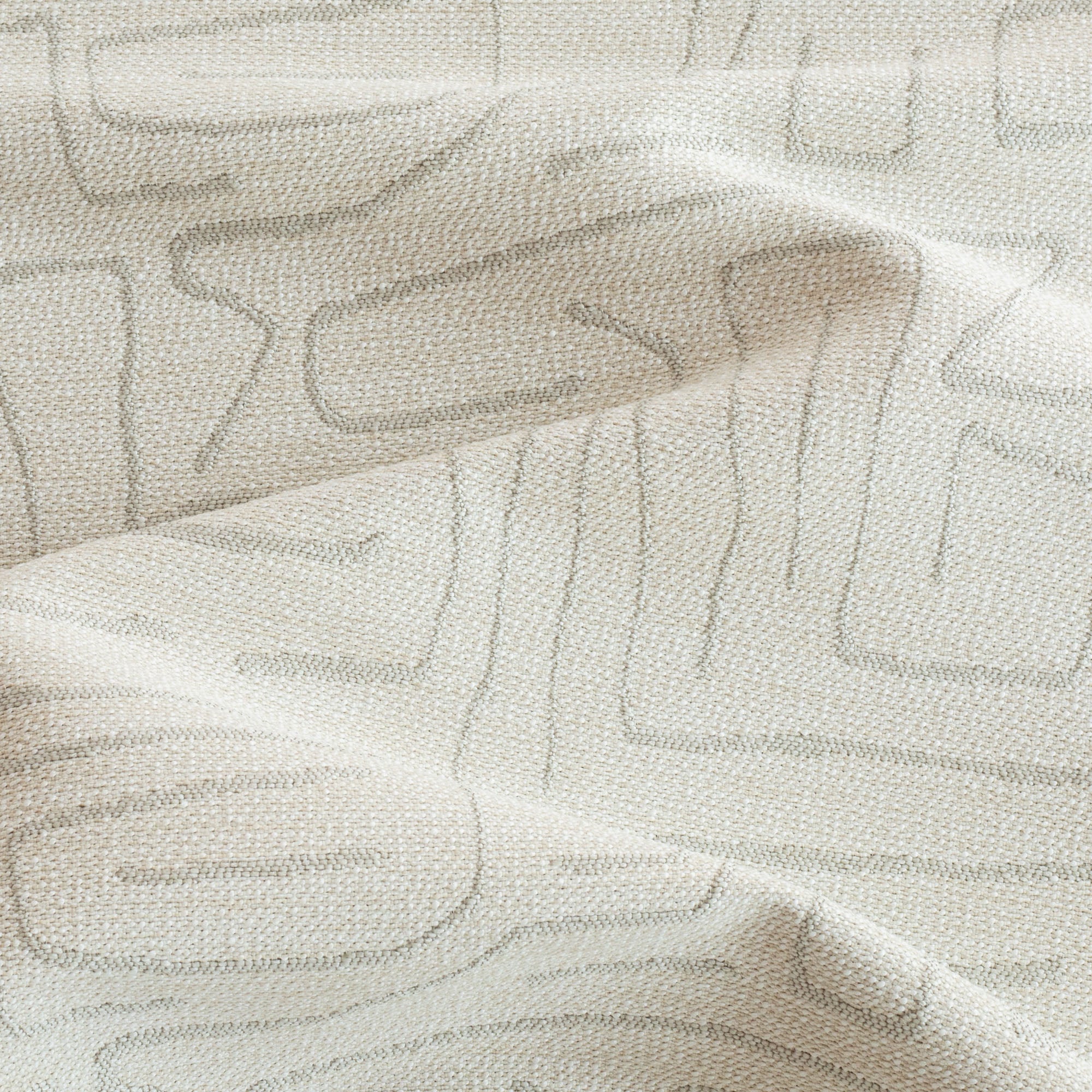 Trace Fabric Dove Gray, an off-white and light grey abstract line pattern upholstery fabric from Tonic Living
