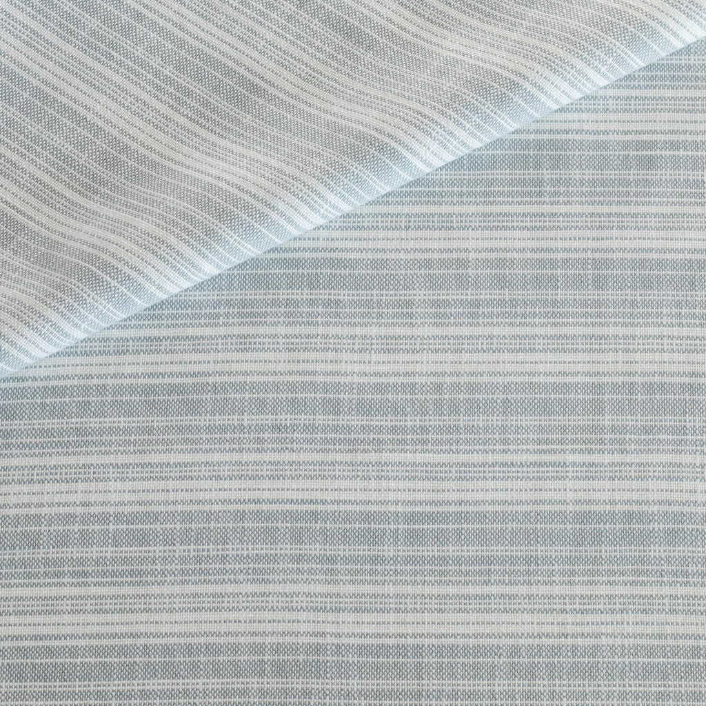 Trouville Sky Blue and white variegated stripe patterned indoor outdoor fabric : view 2