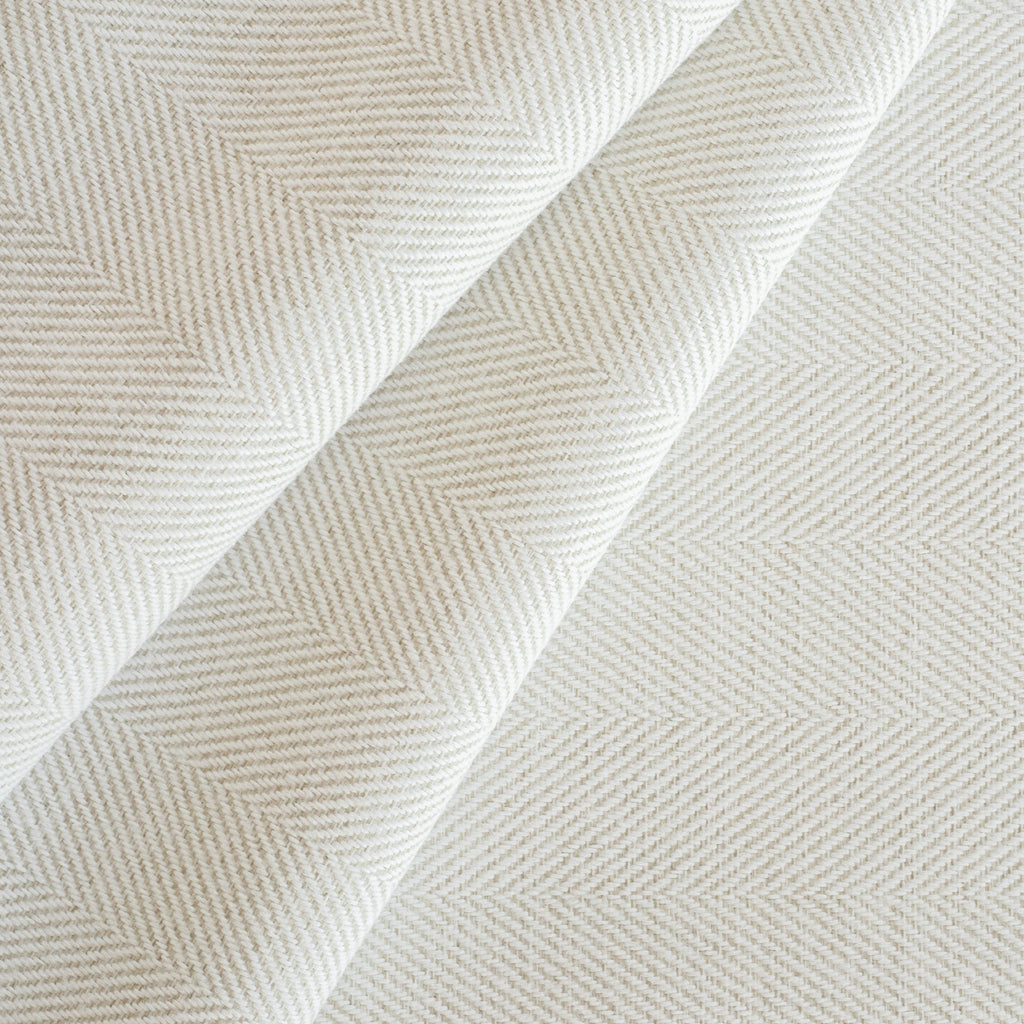 Weston Salt, a white and sandy cream herringbone weave high performance upholstery fabric : view 2