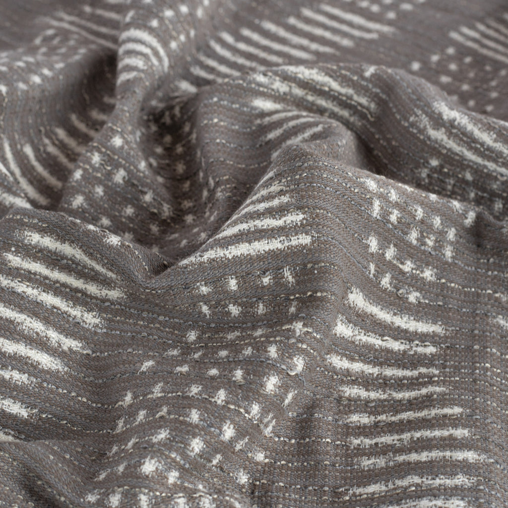 Zipporah Nickel, a dark gray upholstery fabric with cream dot dash motifs : view 5